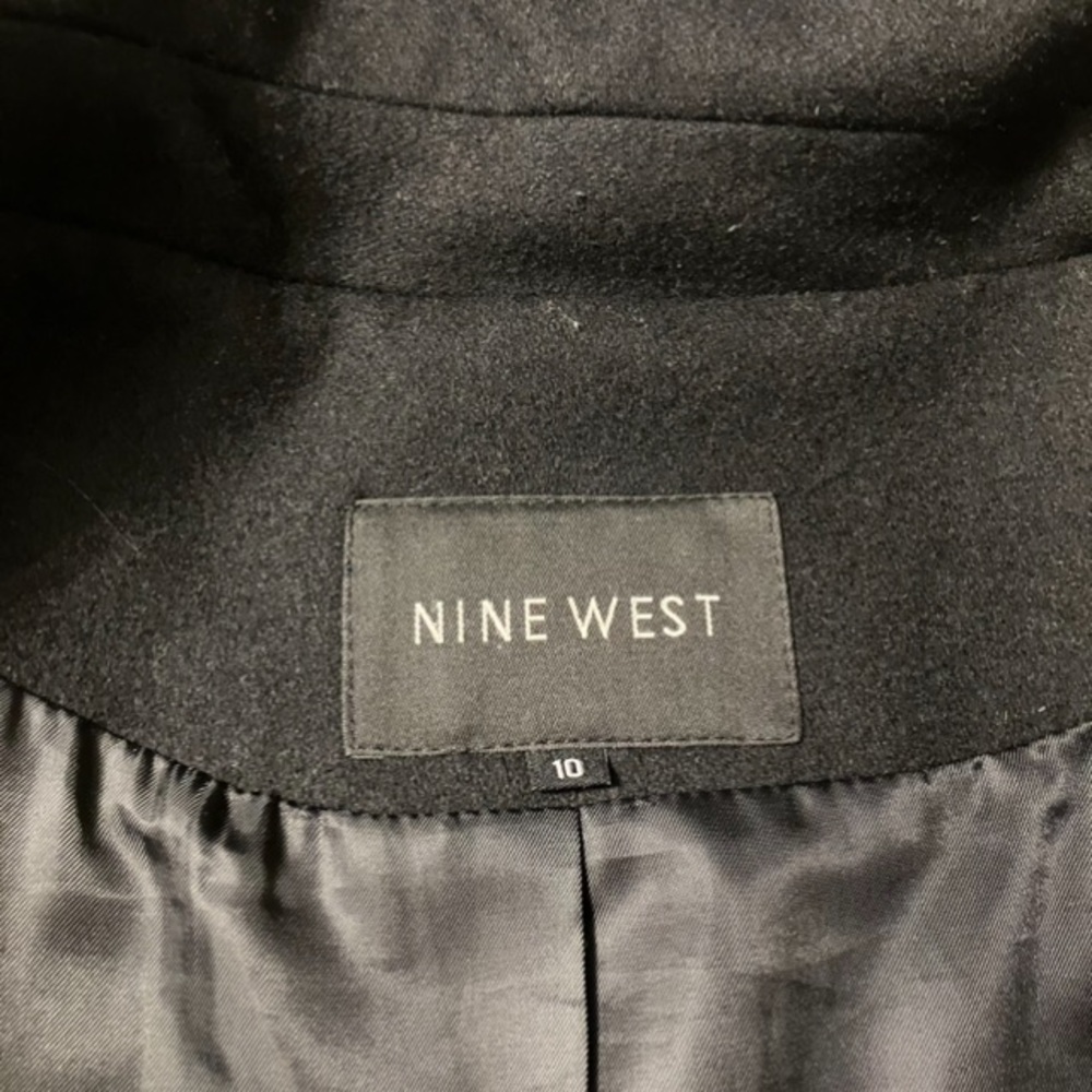 Nine West Women’s Black Wool-Blend Pleated-Back Coat – Size 10 - Picture 4 of 8